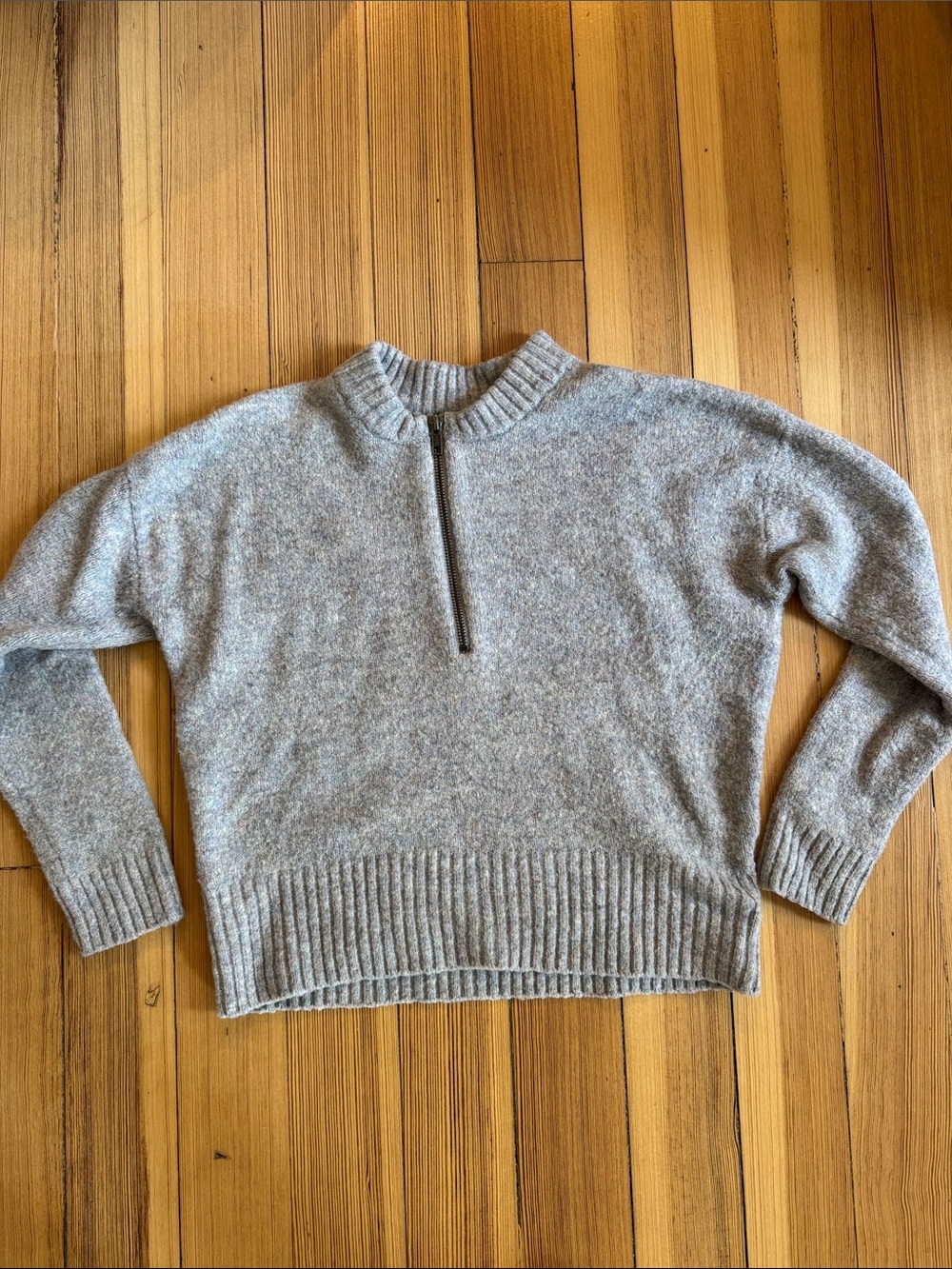 Madewell Heather Gray Half-Zip Turtleneck Sweater